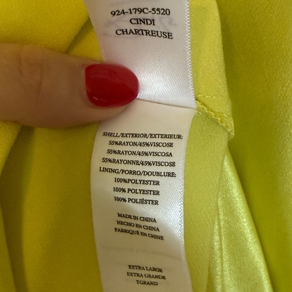 Rails Cindi Chartreuse Satin Midi Slip Dress Cutout Tie Front XL Minimalist - Picture 9 of 11